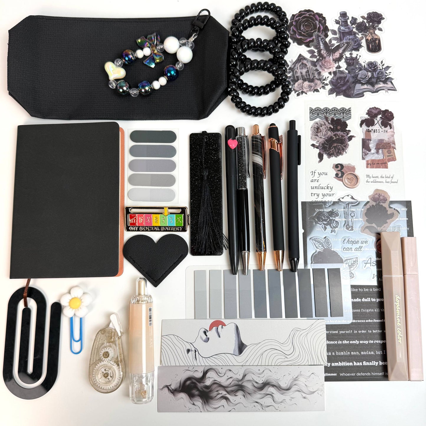 STATIONERY BUNDLE 🖤 𝓜𝓲𝓭𝓷𝓲𝓰𝓱𝓽 𝓑𝓵𝓪𝓬𝓴